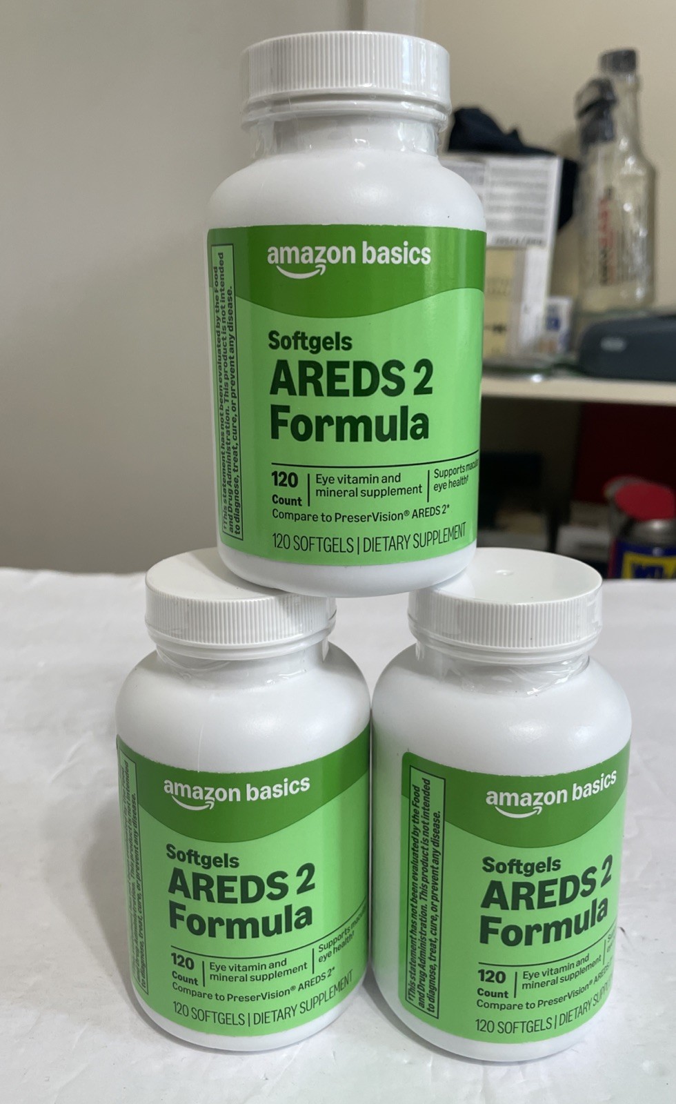 3x AREDS 2 Formula 120 Ct Softgels Amazon Basics Exp 9/2027
