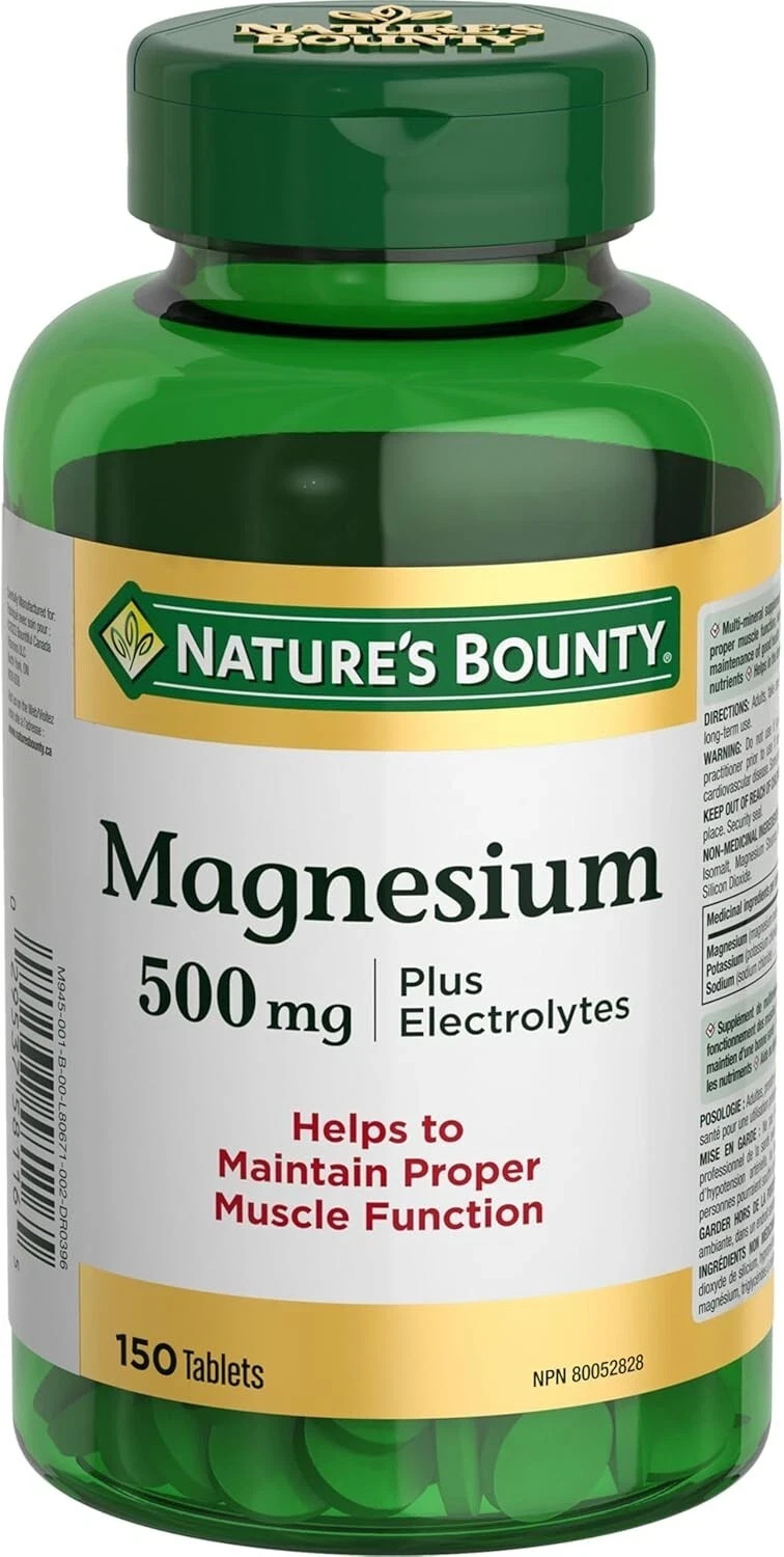 NATURE’S BOUNTY Magnesium Plus Electrolytes, 500 mg, 150 Tablets – Fresh Stock