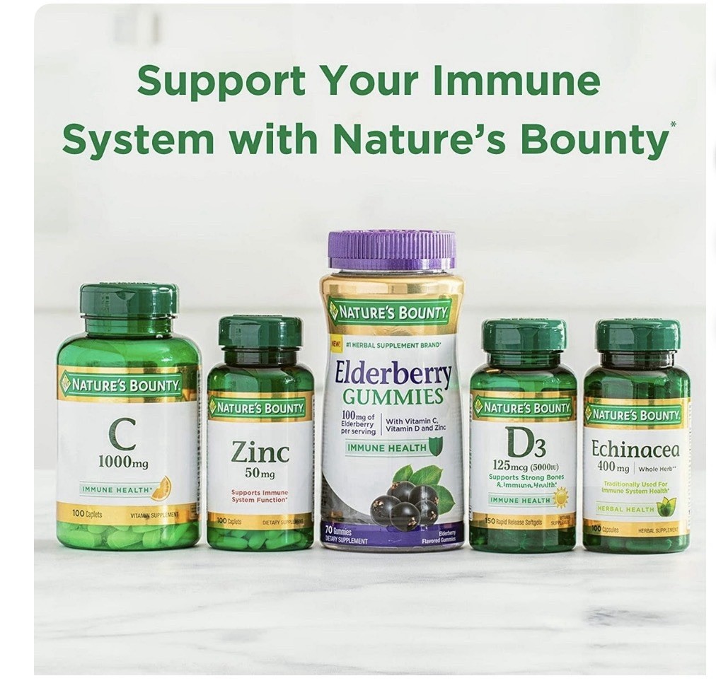 Nature’s Bounty Elderberry Gummies Dietary Supplement Immune Health 50 count .
