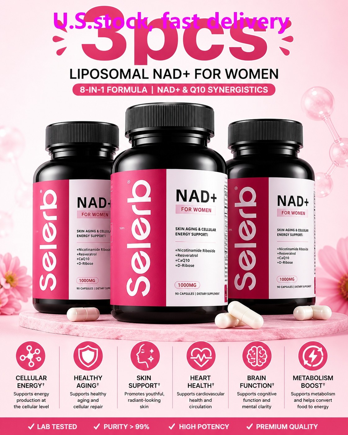 Selerb NAD+ For Women – 8-in-1 Liposomal Formula for Skin & Cellular Health USA