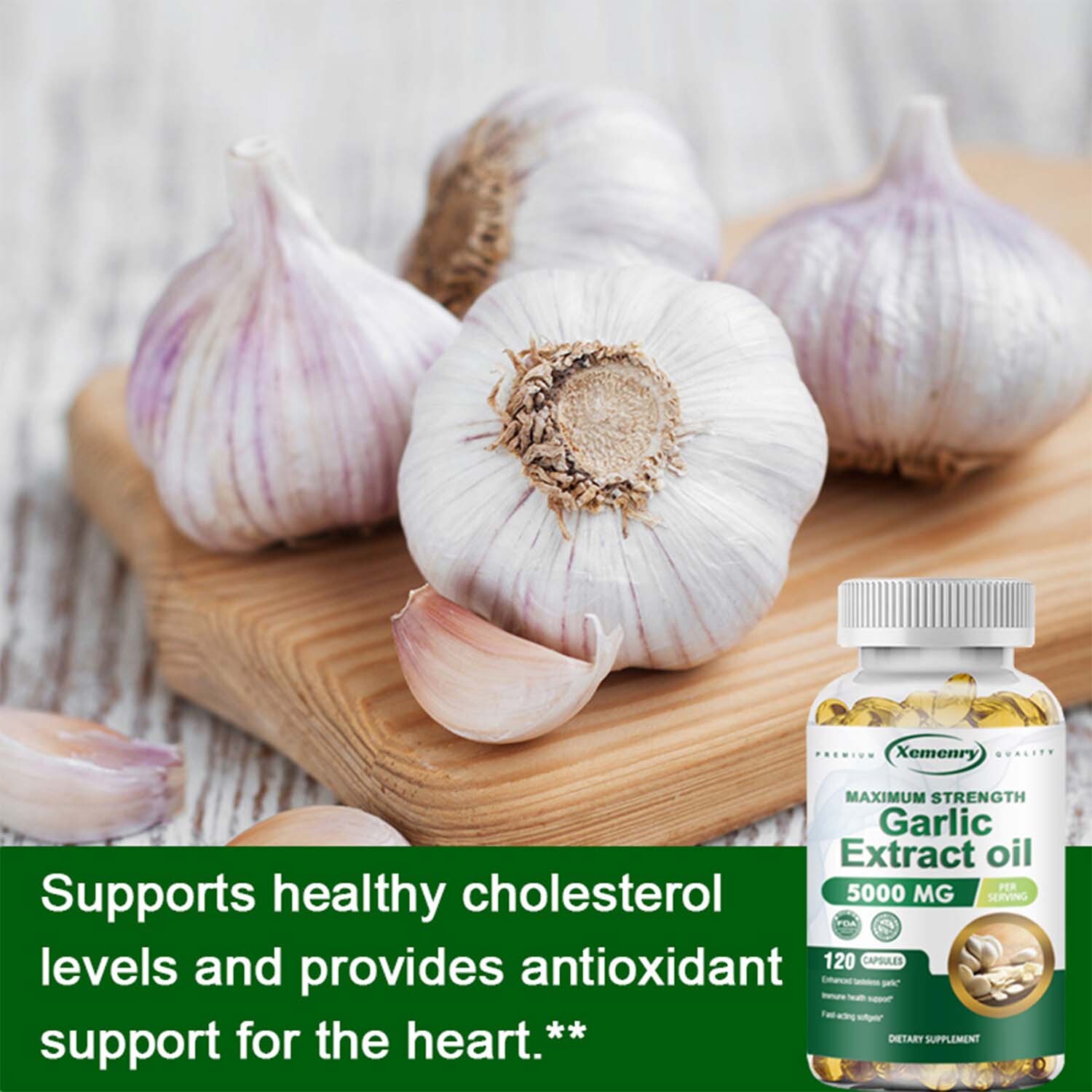 Garlic Extract Oil Capsules 5000mg – Heart Health, Lower Cholesterol Levels