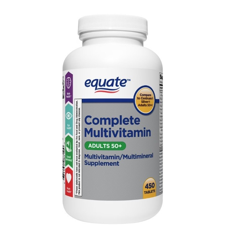 Equate Complete Multivitamin/Multimineral Supplement Tablets, Adults 50+, 450 Co