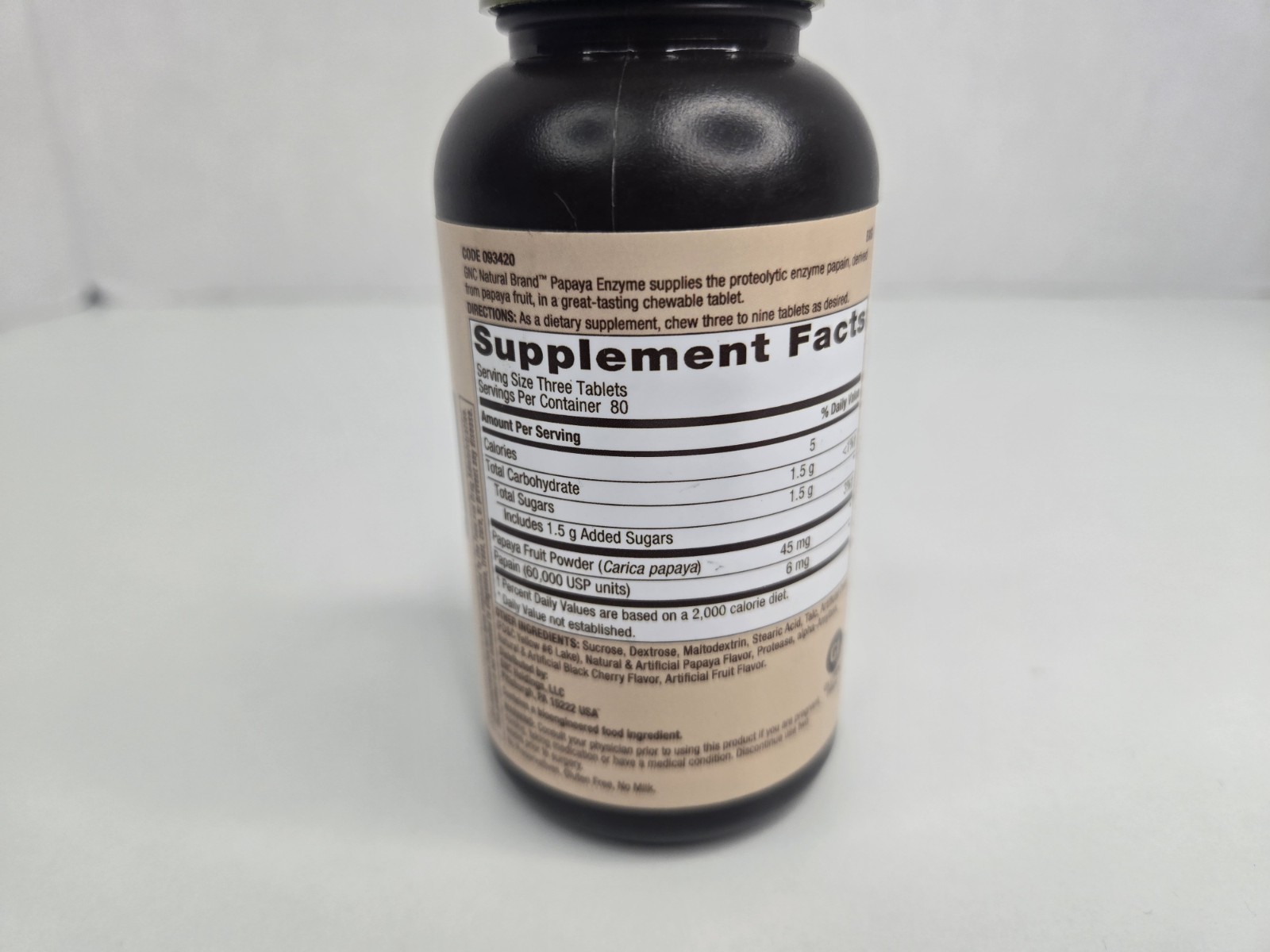 GNC Papaya Enzyme Digestive Supplement 240 Chewable Tablets Expires 08/2026