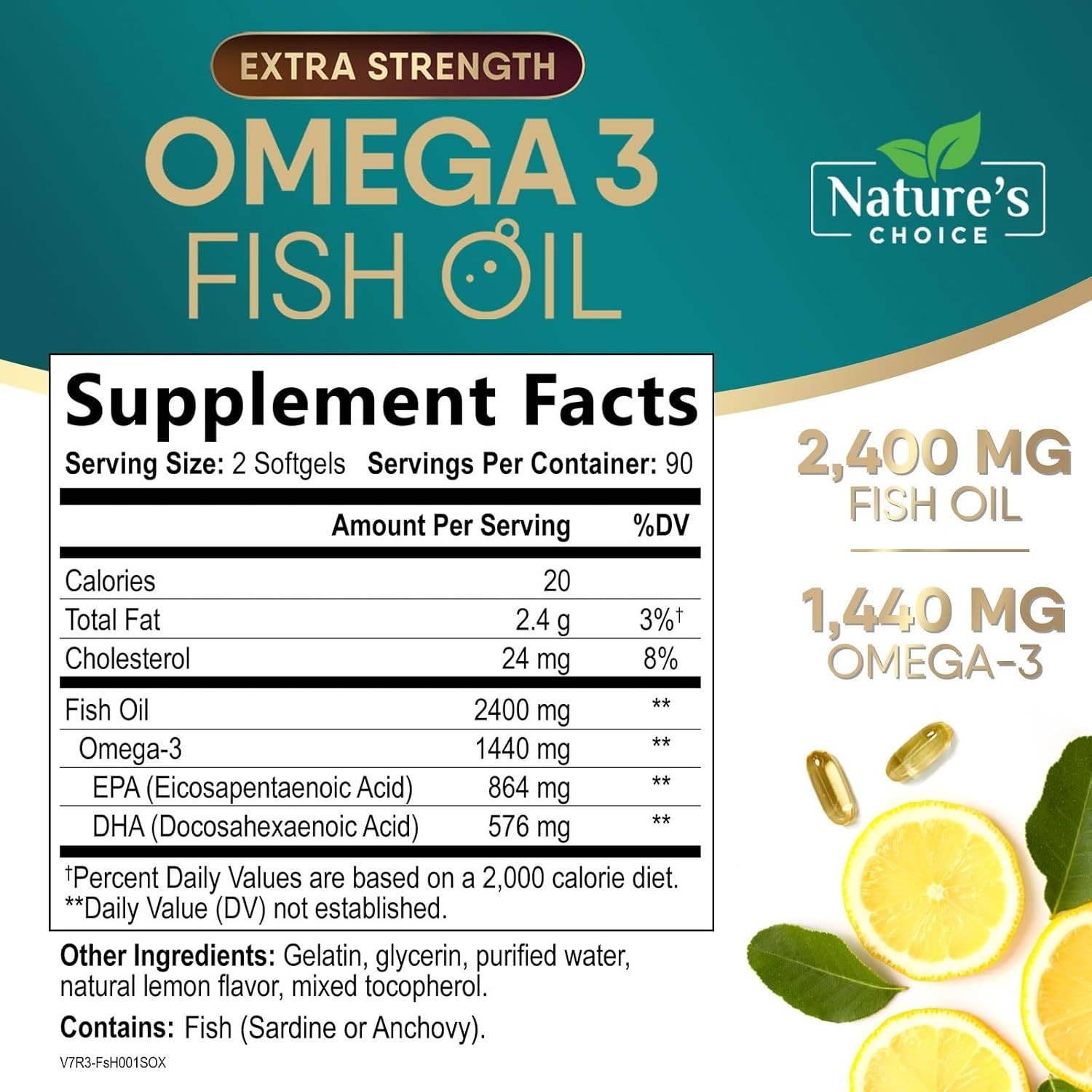 Omega 3 Fish Oil with EPA & DHA Triple Strength 2400mg Softgels