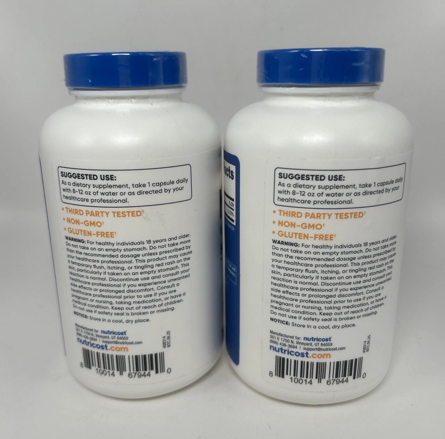 LOT OF 2 Nutricost Vitamin B3 Niacin 240 Caps 500 Mg Exp 1/2029 NEW