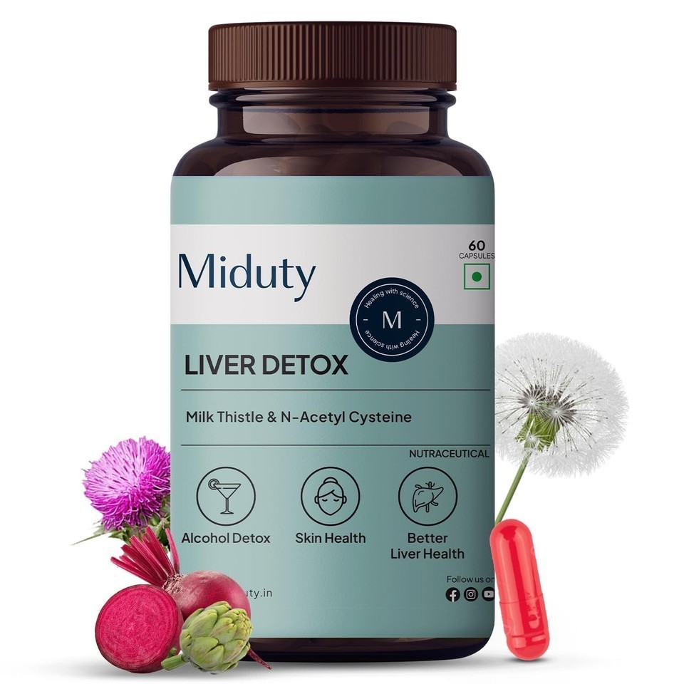Miduty Palak Notes Liver Detox Supplement Milk Thistle Natural Body Detox -60Cap