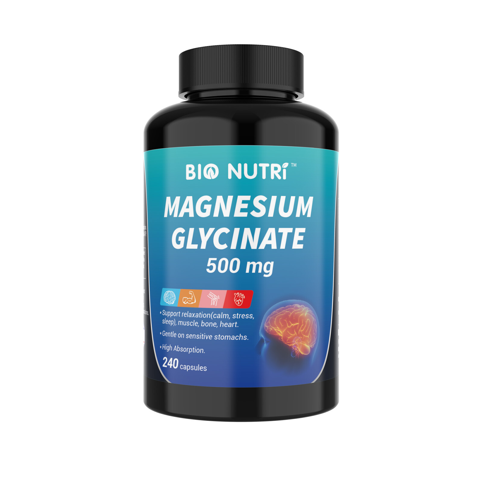 BIO NUTRI Magnesium Glycinate Supplement | 500mg 240 Pills Non-GMO & Gluten Free