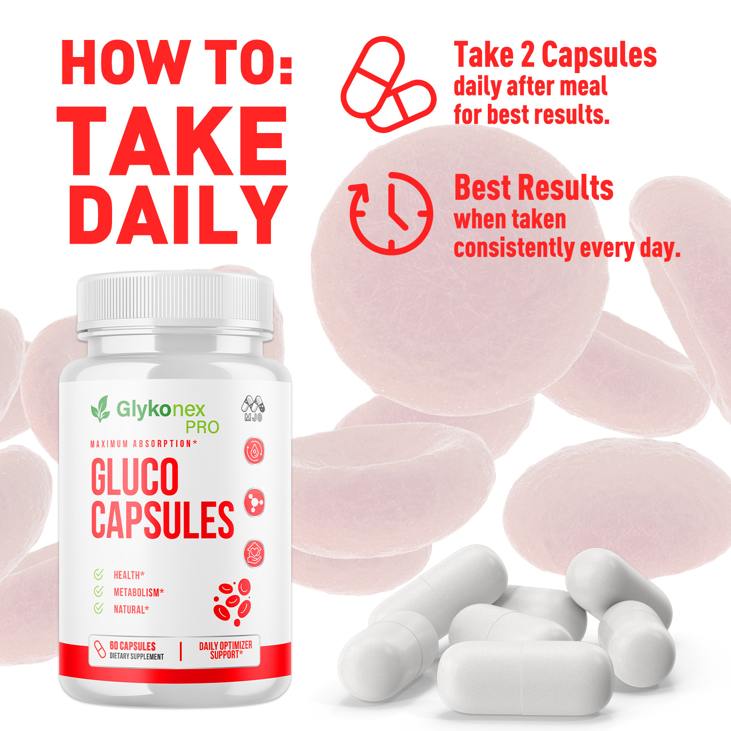 (1 Pack) Glykonex Pro Advanced Support Blood Supplement GlykonexPro 60 Capsules