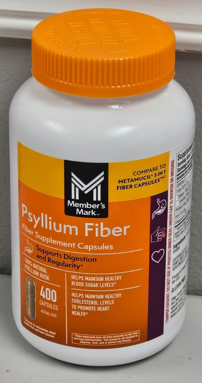 Member’s Mark 100% Natural Psyllium Husk Fiber Supplement Capsules Exp 03/2027