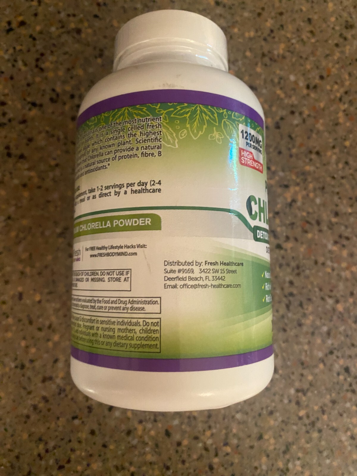 Premium Chlorella Supplement, 1200mg Pure Vegan Powder Capsules, 180 Chloroph…
