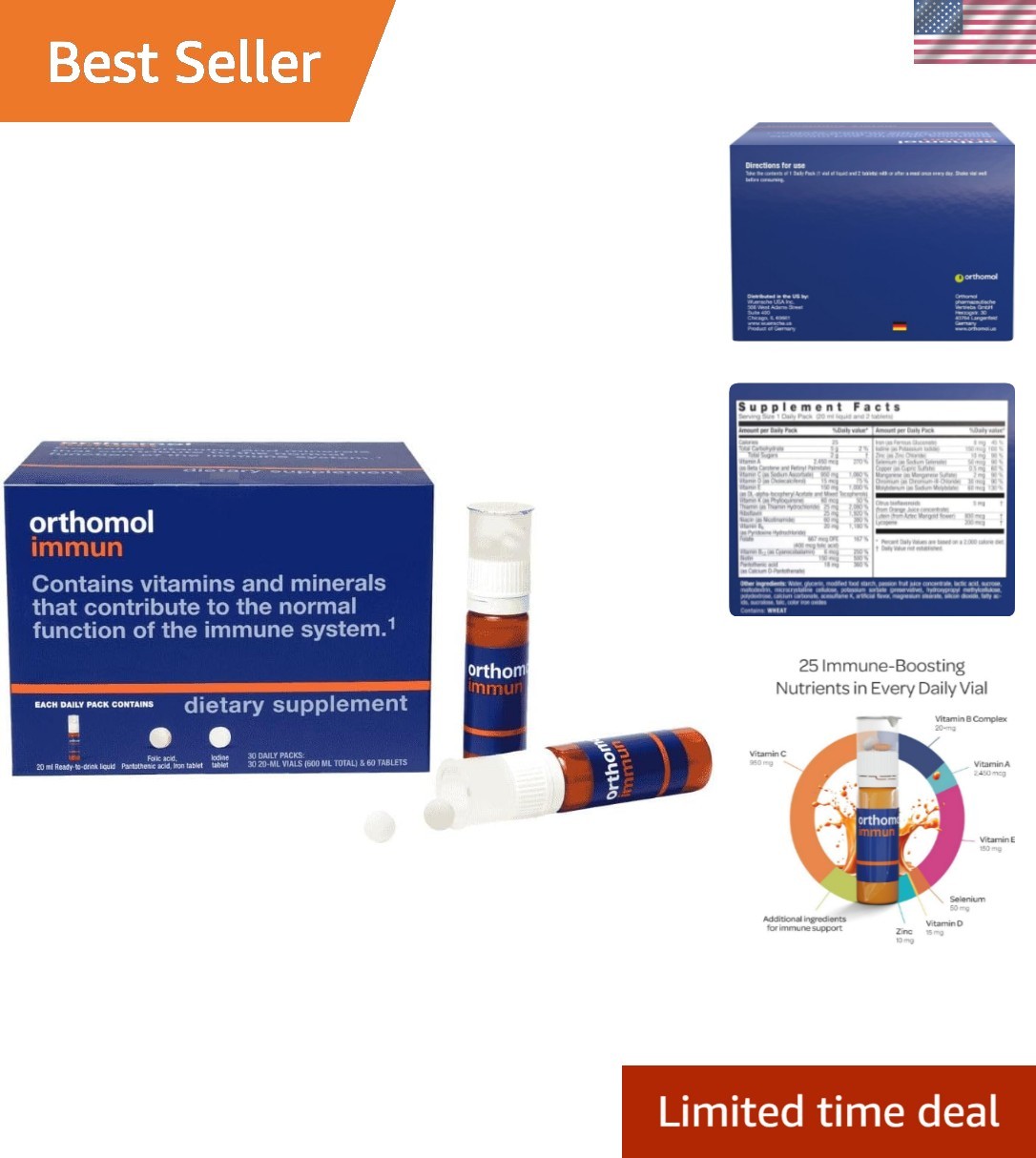 Orthomol Immun – German-Made Multivitamin Vials for Immune Strength, 30 Days