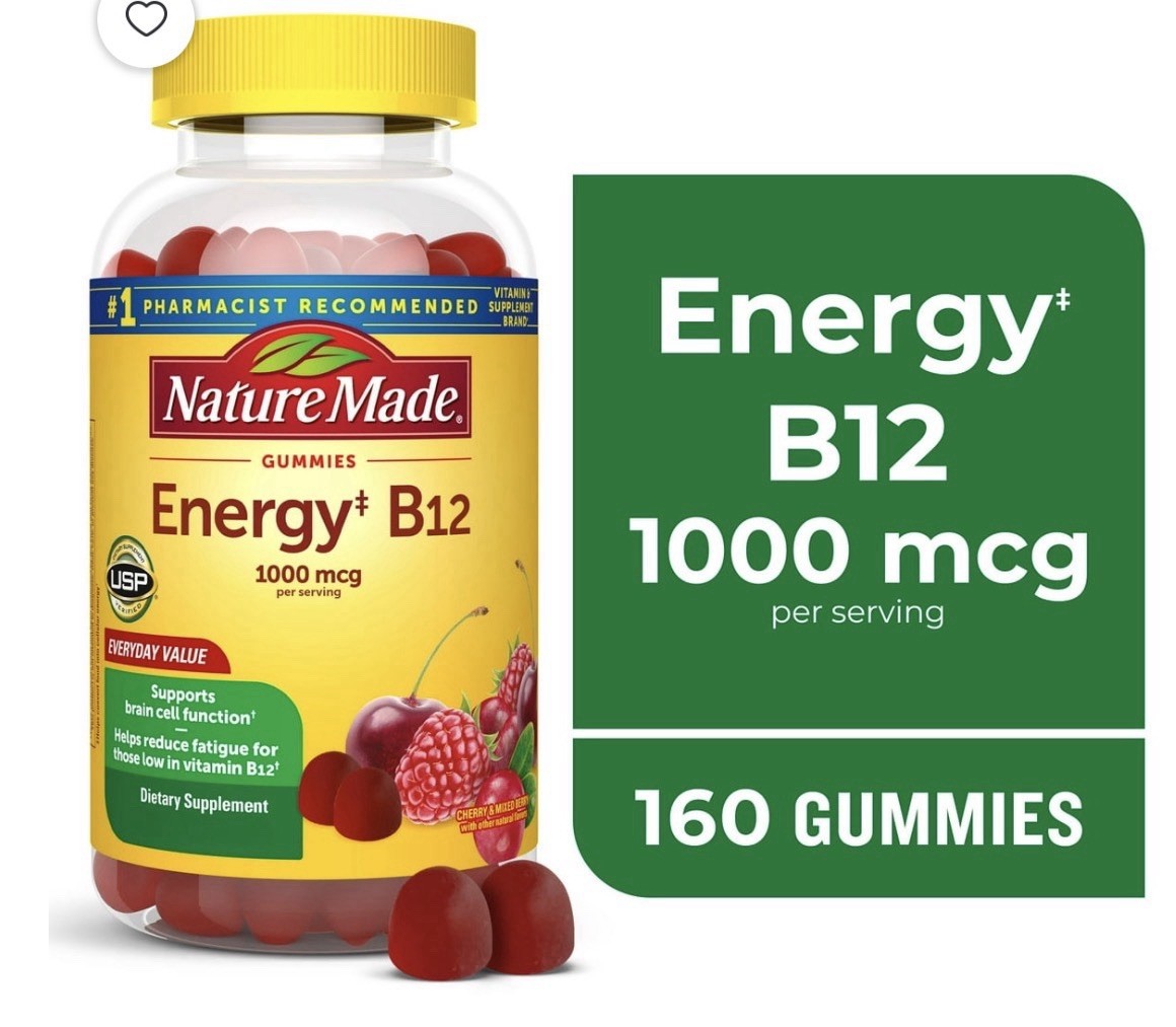 Nature Made Energy B12 1000 mcg per serving Gummies Dietary Supplement 160 Count