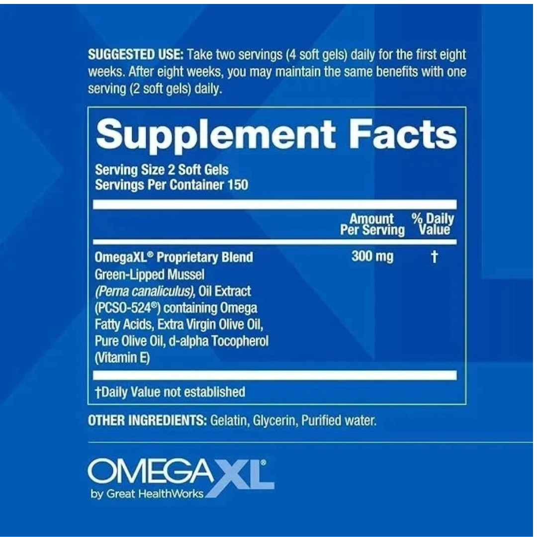 Omega-XL 300 Count Softgels Joint Pain Relief, Potent Small Softgel 2(Pack)