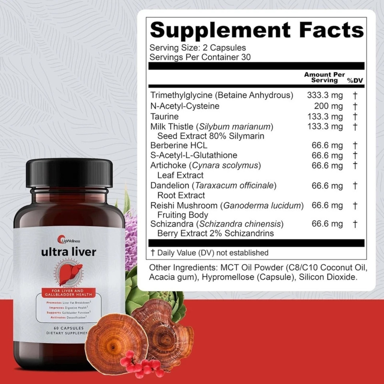 6 pc UpWellness Ultra Liver Supplement for Liver Health and Gallbladder Support