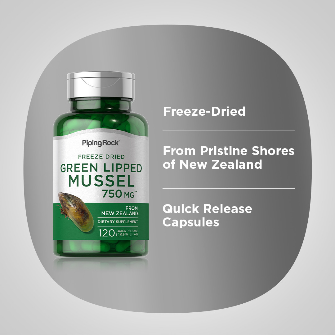 Green Lipped Mussel Capsules | 750mg | 120 Count | Non-GMO | by Piping Rock