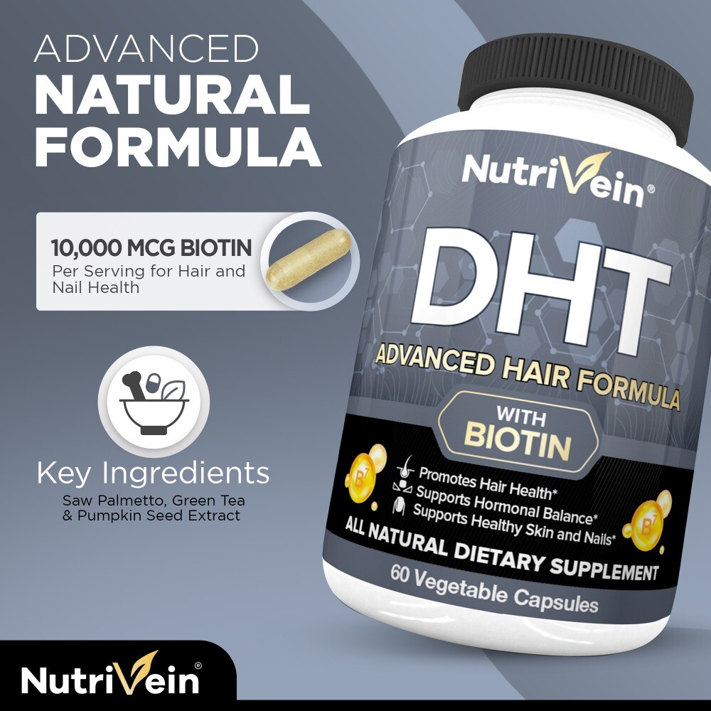Nutrivein DHT Blocker with Biotin – Advanced Hair Formula – Boosts Hair Growth