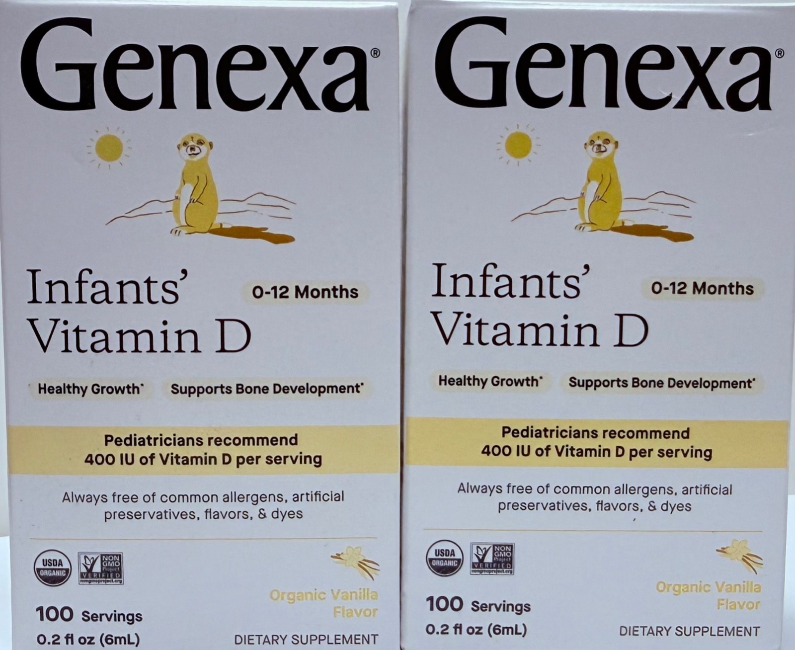2 – Genexa Infants Vitamin D 400 IU 100 Servings 0.2 fl oz each 9/2027 FRESH!