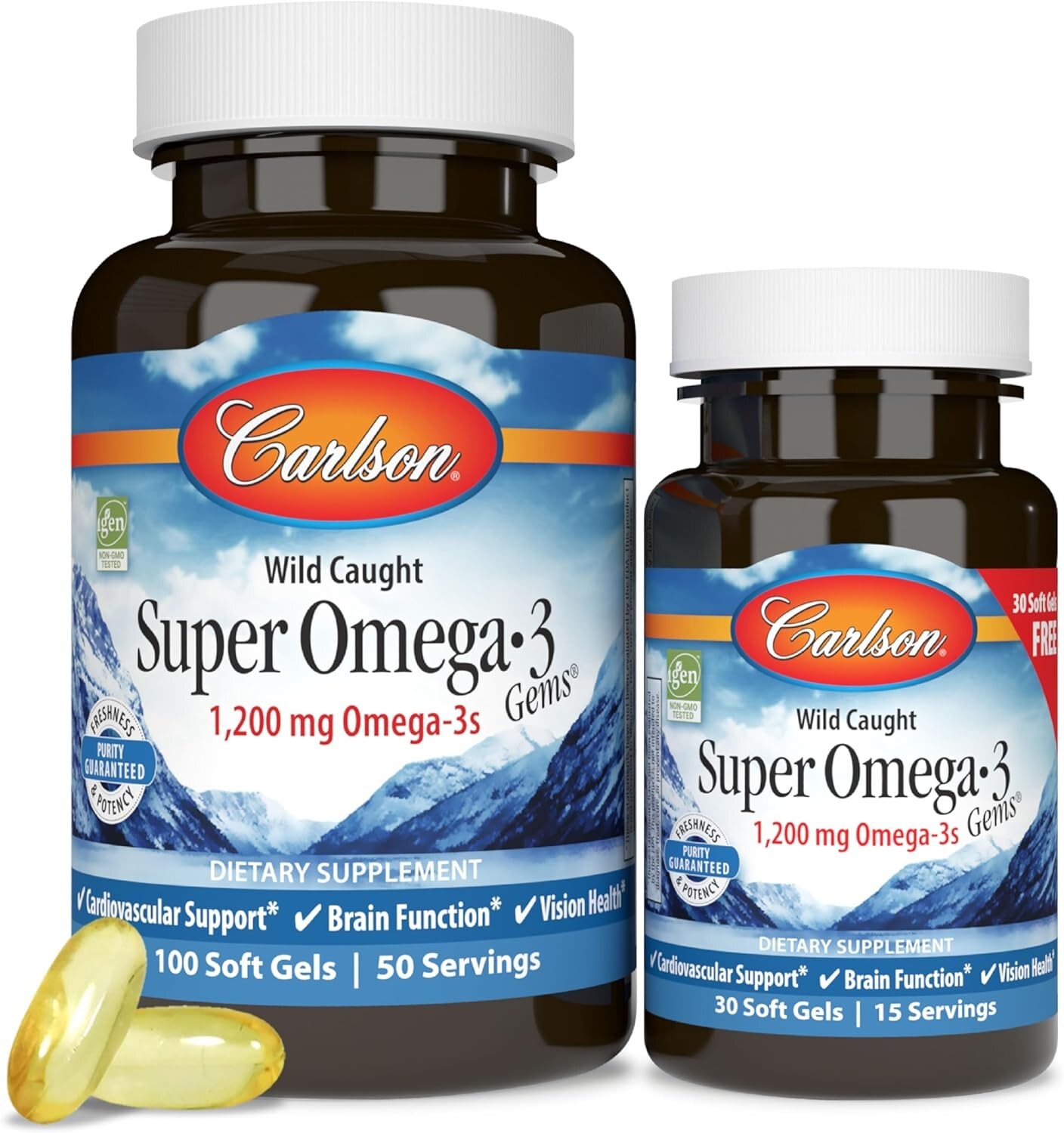 Carlson – Super Omega-3 Gems, 1200 mg Omega-3 100 + 30 softgels