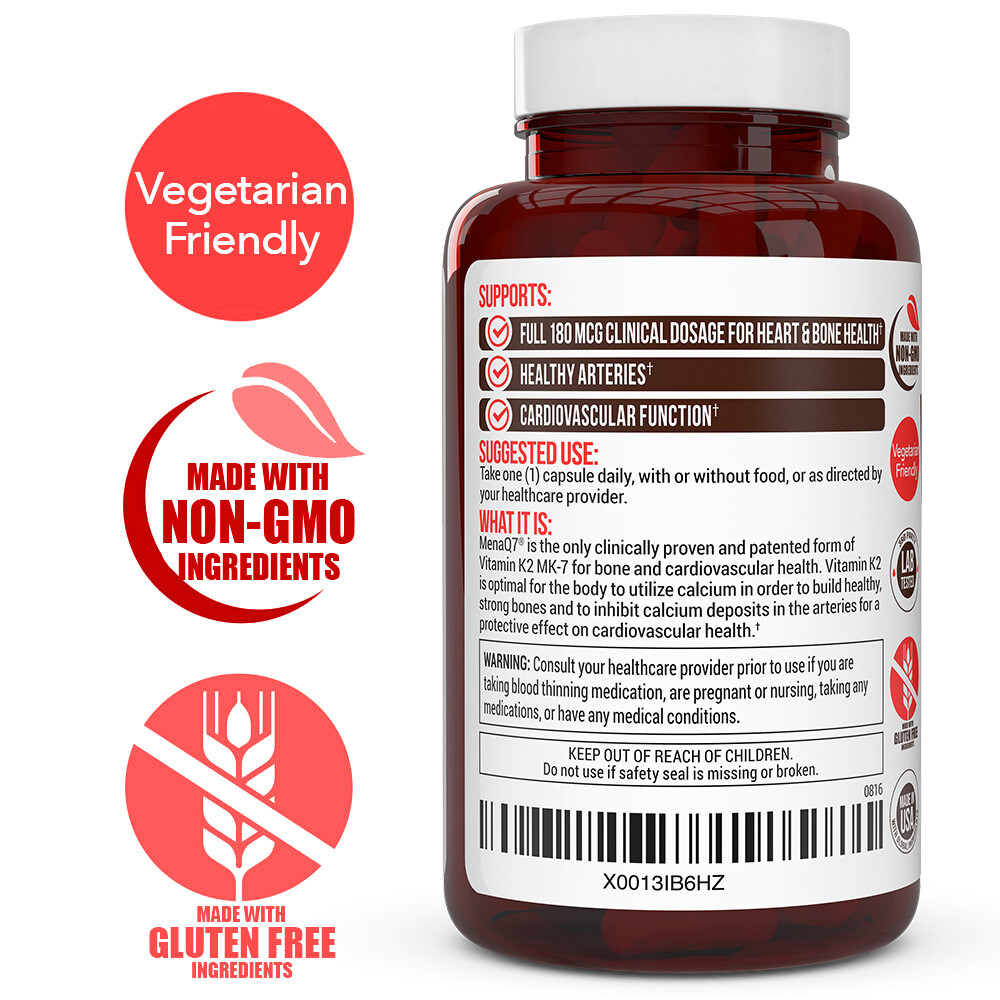 Vitamin K2 180 MCG with D3 5000 IU Supplement for Heart and Bone Health