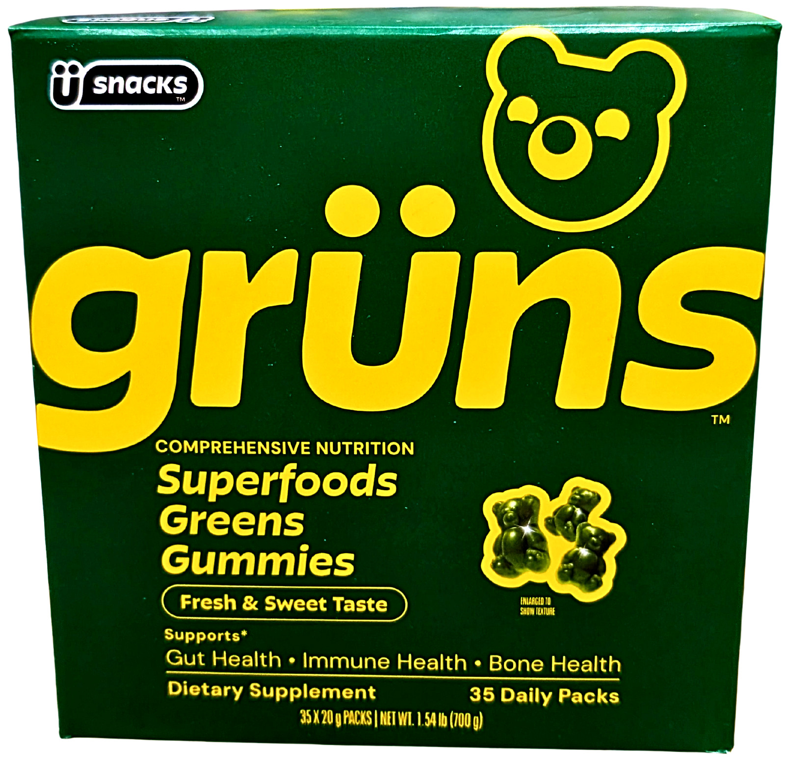 Gruns Adult Superfood Greens Multivitamin Gummies 24 Packs EXP 05/2027