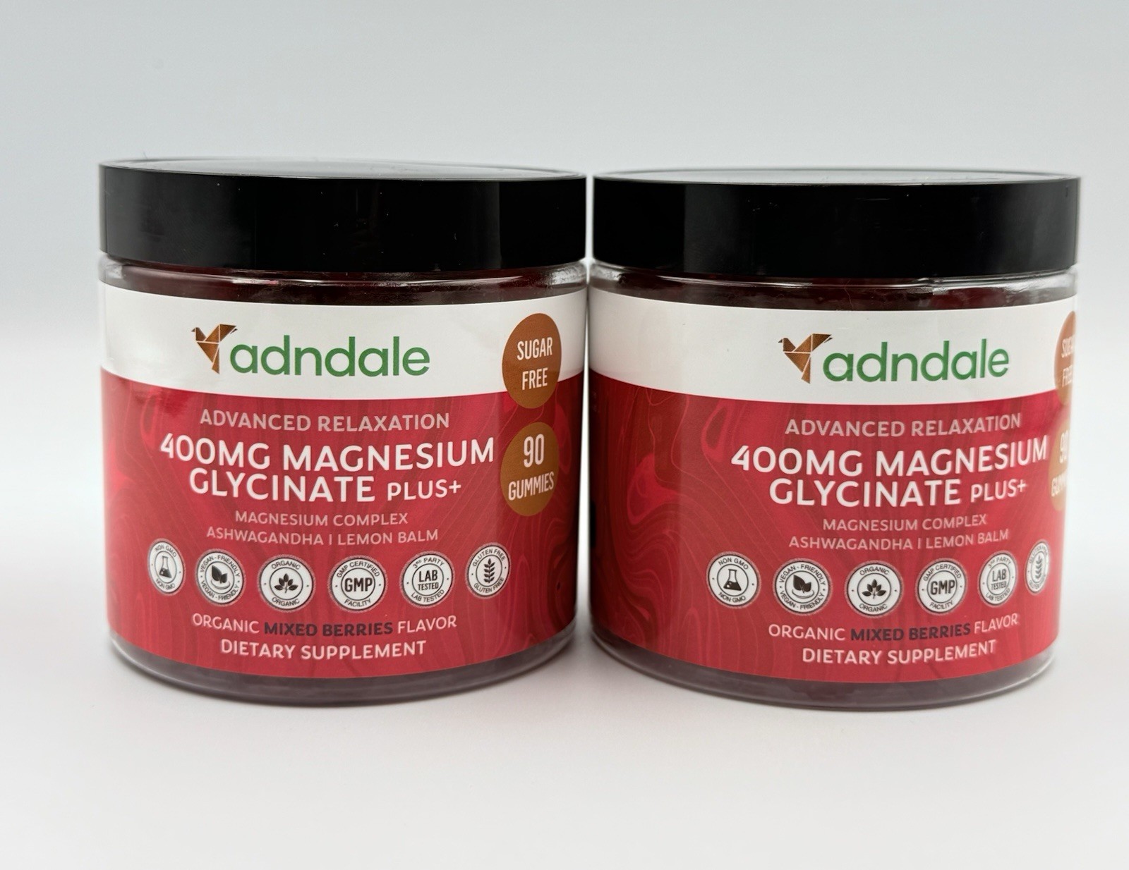 Adndale Magnesium Glycinate Gummies 400mg With Ashwagandha Sugar Free 180 Ct
