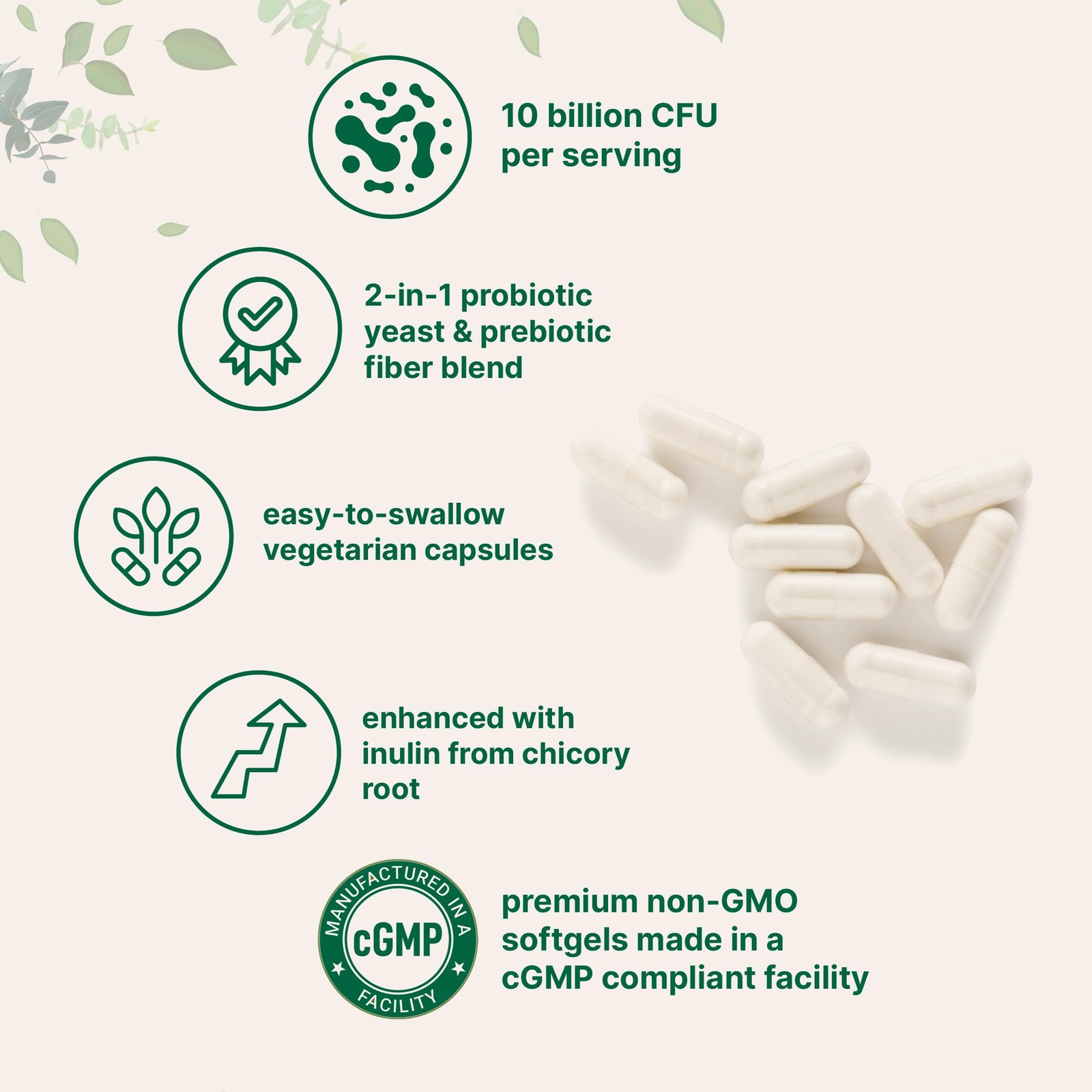 Saccharomyces Boulardii Probiotics 10 Billion CFU with Prebiotics, 240 Vegeta…