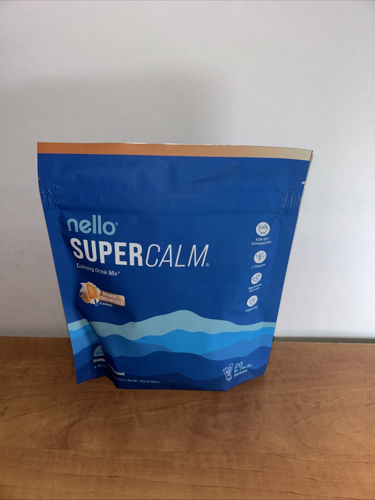 Nello SuperCALM Calming Drink Orange Creamsicle 20 Packets Ashwagandha EX 01/27