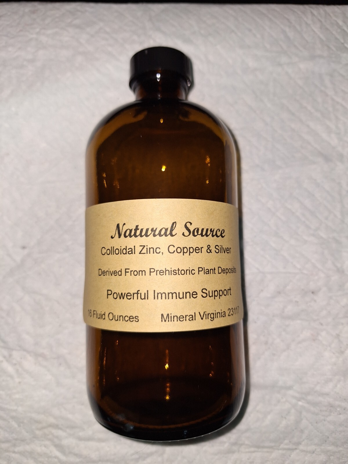 Natural Source Colloidal Zinc, Silver & Copper – 16 oz glass bottle (free ship)