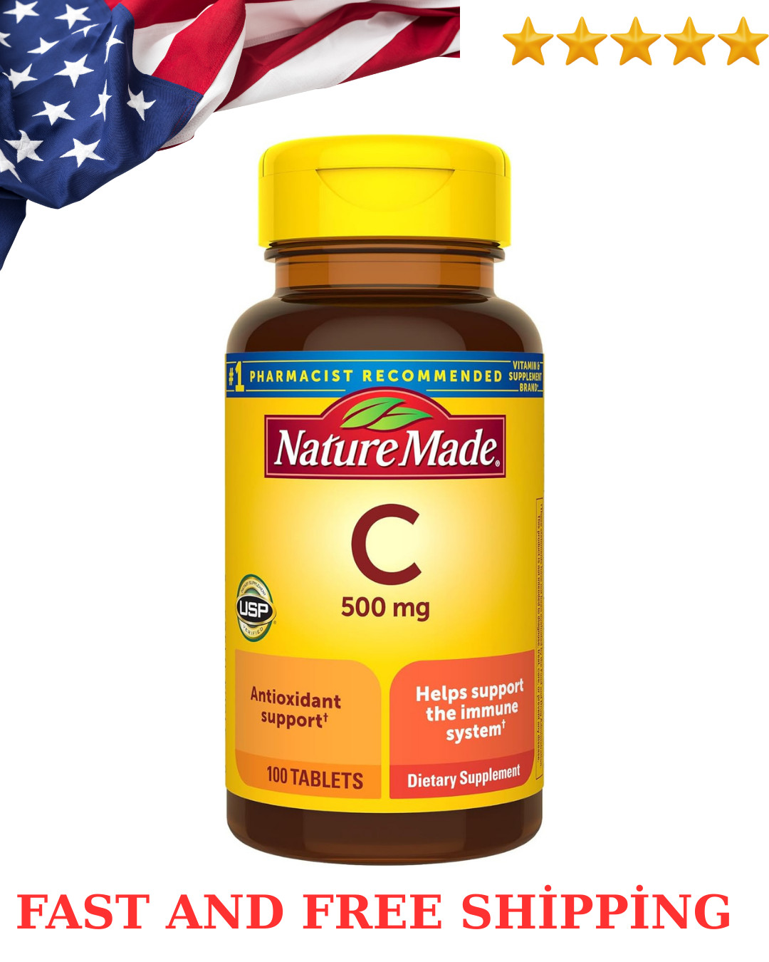 Nature Made Extra Strength Vitamin C 500 Mg, Dietary Supplement for Immune Supp