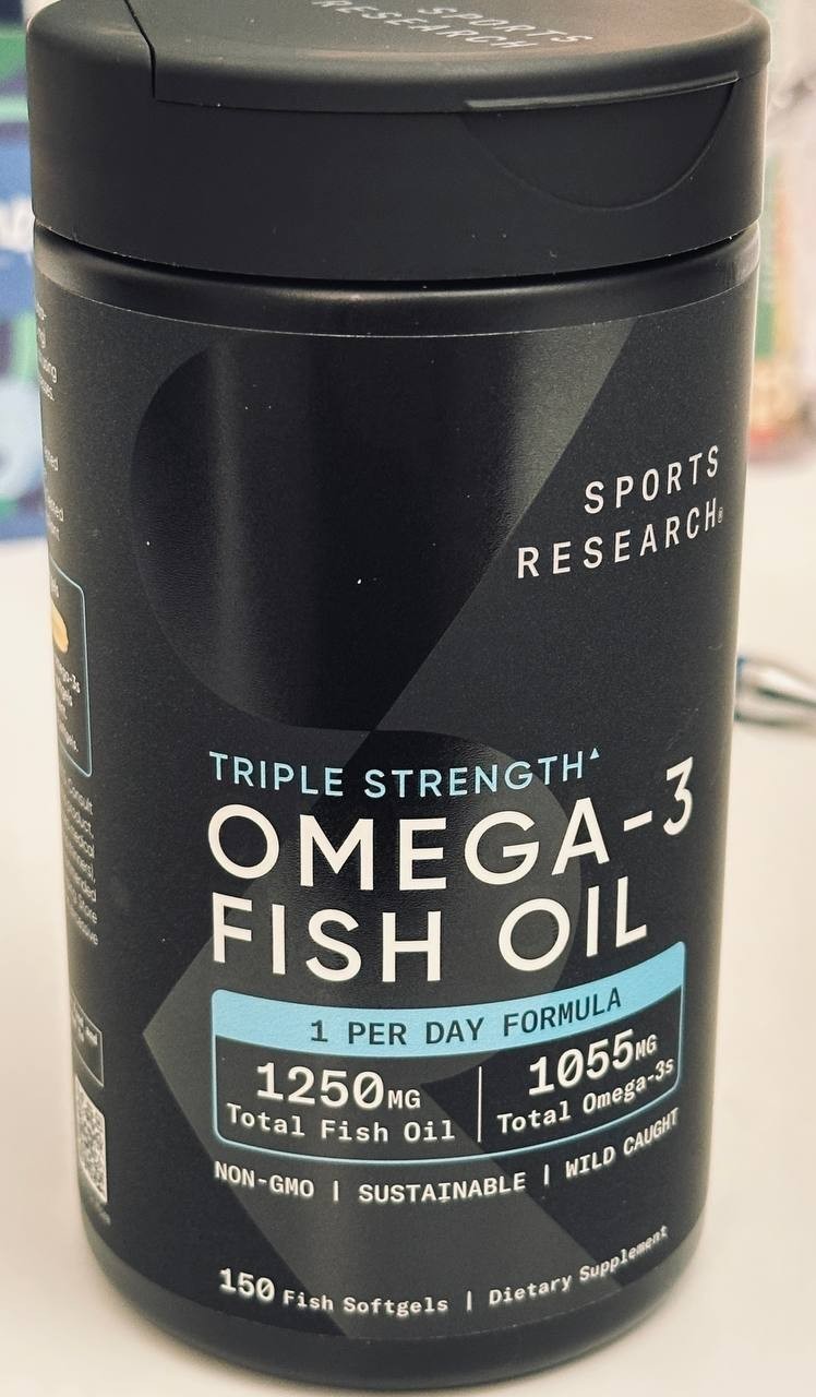 Sports Research Triple Strength Omega-3 Fish Oil EPA DHA 150 Softgel EXP 08/2028
