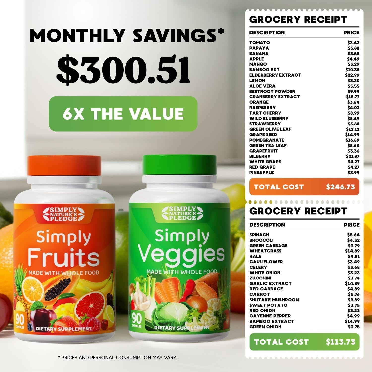 -Friendly 42 Fruit & Vegetable Capsules for Digestive and Immune Health