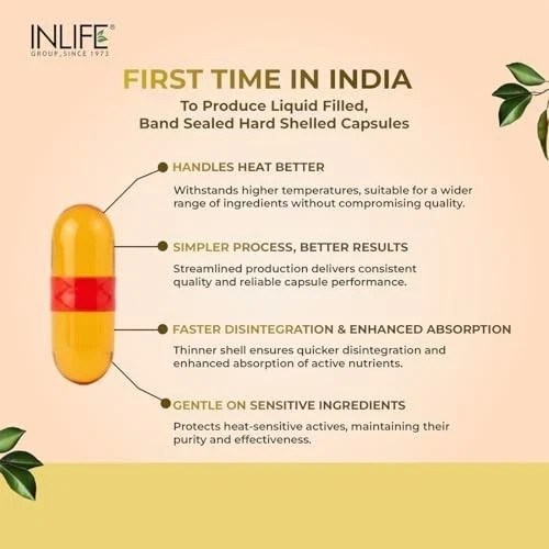INLIFE Sea Buckthorn Oil 500mg 30 Liquid Filled Veg Capsules Pack of 1 Omega FS