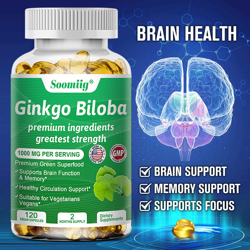 Ginkgo Biloba Extract 1000 mg, 120 Caps – Gluten Free & Non-GMO