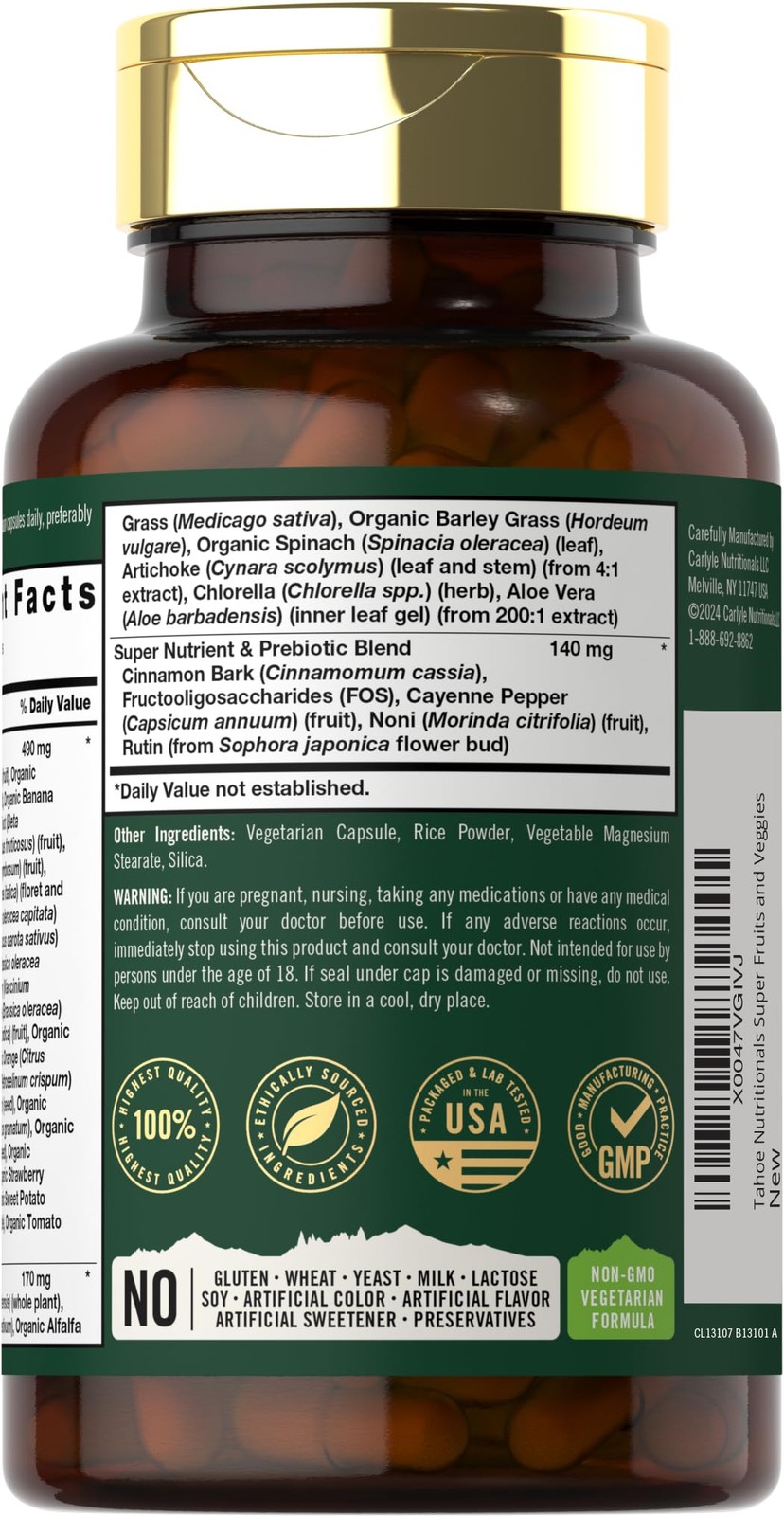 Super Fruits and Veggies Capsules | 90 Count | Vegetarian, Non-GMO and Gluten…