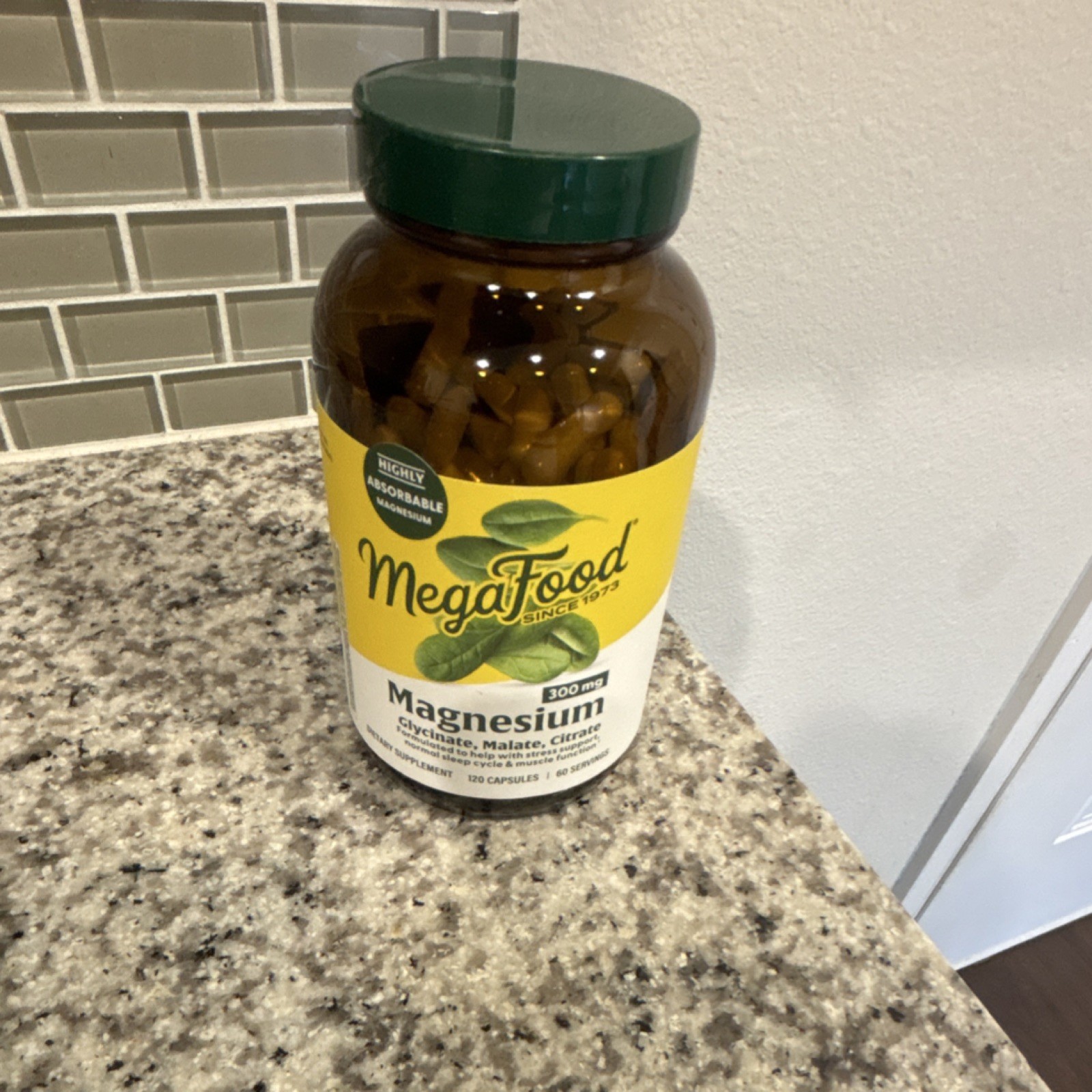 MegaFood Magnesium 300mg Glycinate Malate Citrate Muscle Health, 120 Capsules