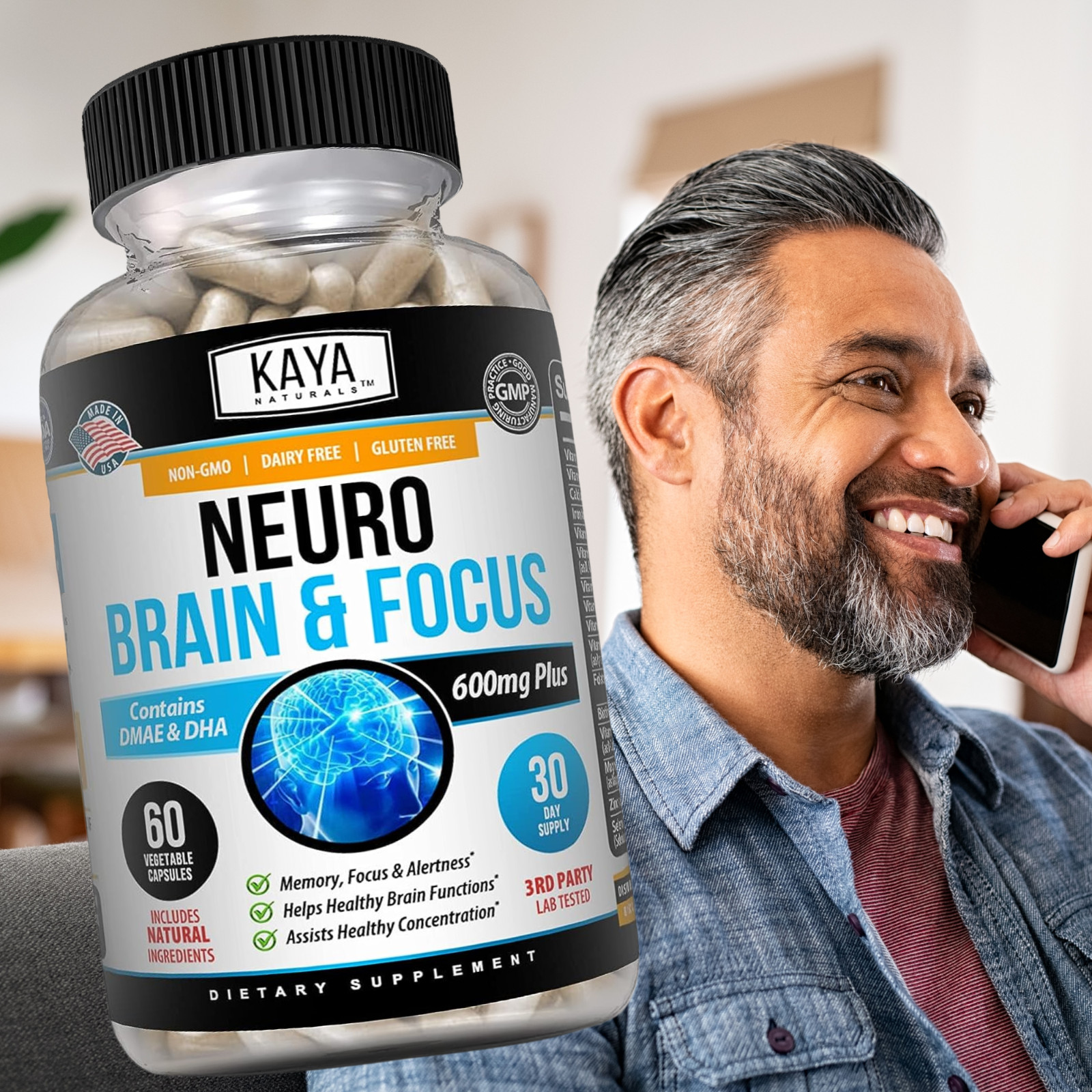 Neuro Brain & Focus 60ct, Healthy Memory Function, Clarity Nootropic Supplement