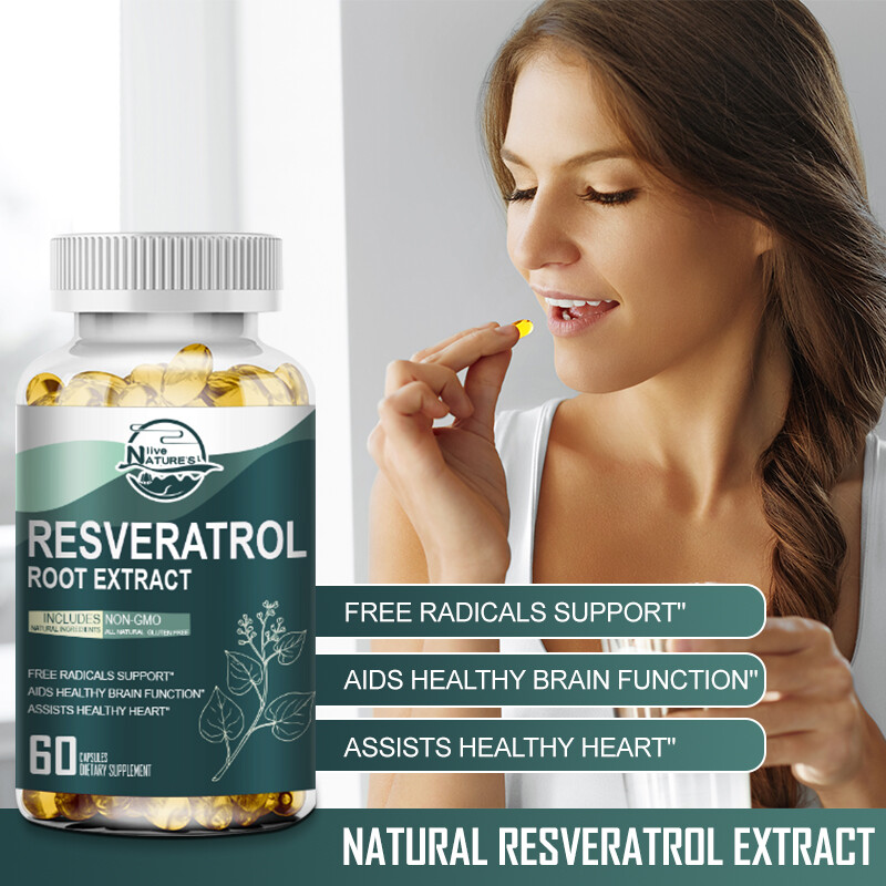 60/120/240PCS Resveratrol Capsules For Anti-Aging Antioxidants, Brain Support