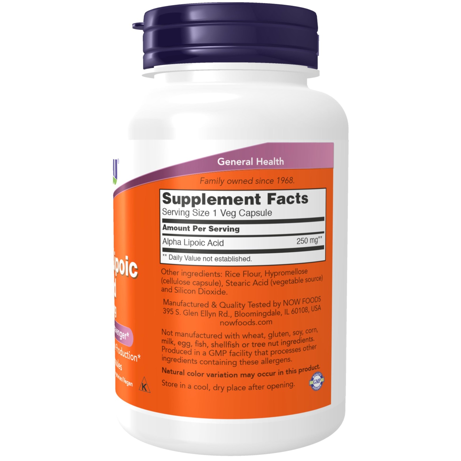 NOW Foods Supplements, Alpha Lipoic Acid 120 Count (Pack of 1), Light Yellow