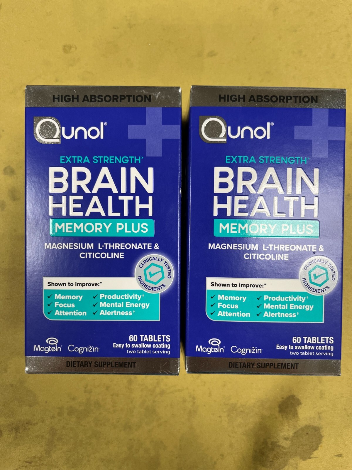 2 New Qunol Brain Health Memory Plus – 60 Tablets Each Box Exp. 02/2027