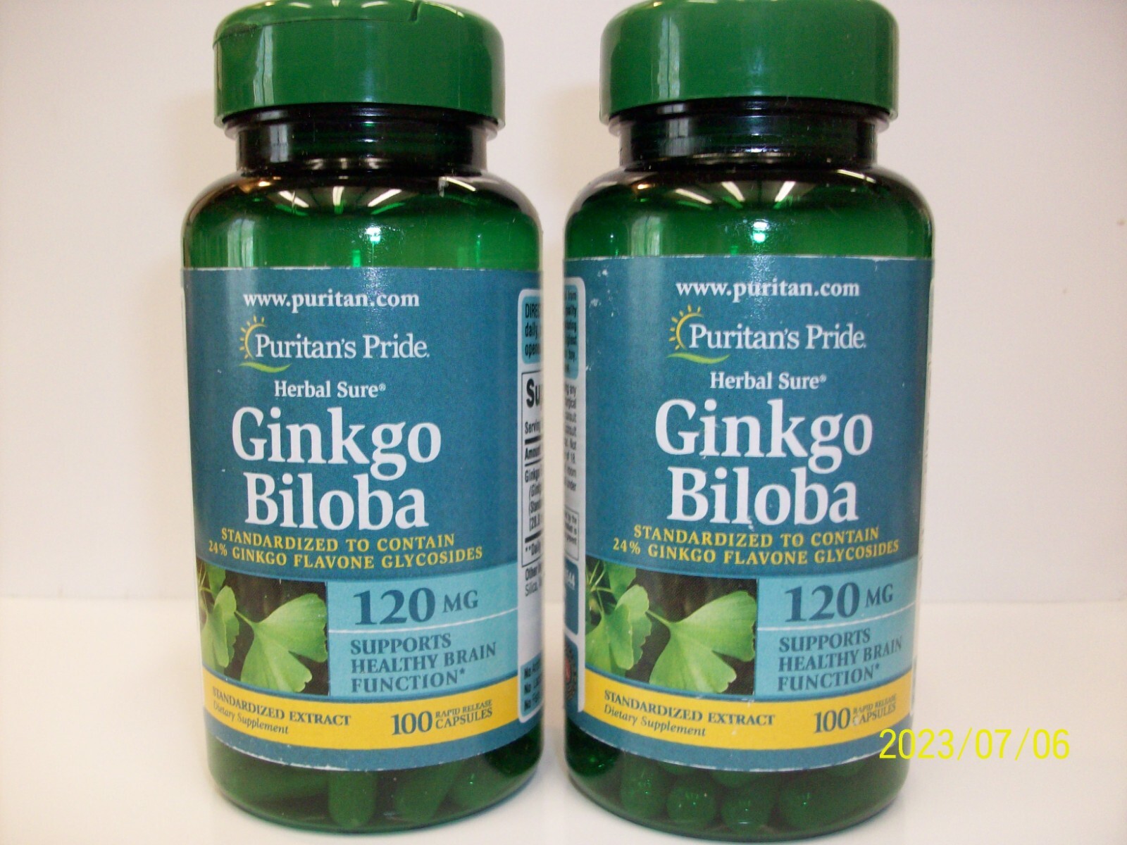 Puritans Pride Ginkgo Biloba 120 mg 100 Capsules 2 Pack
