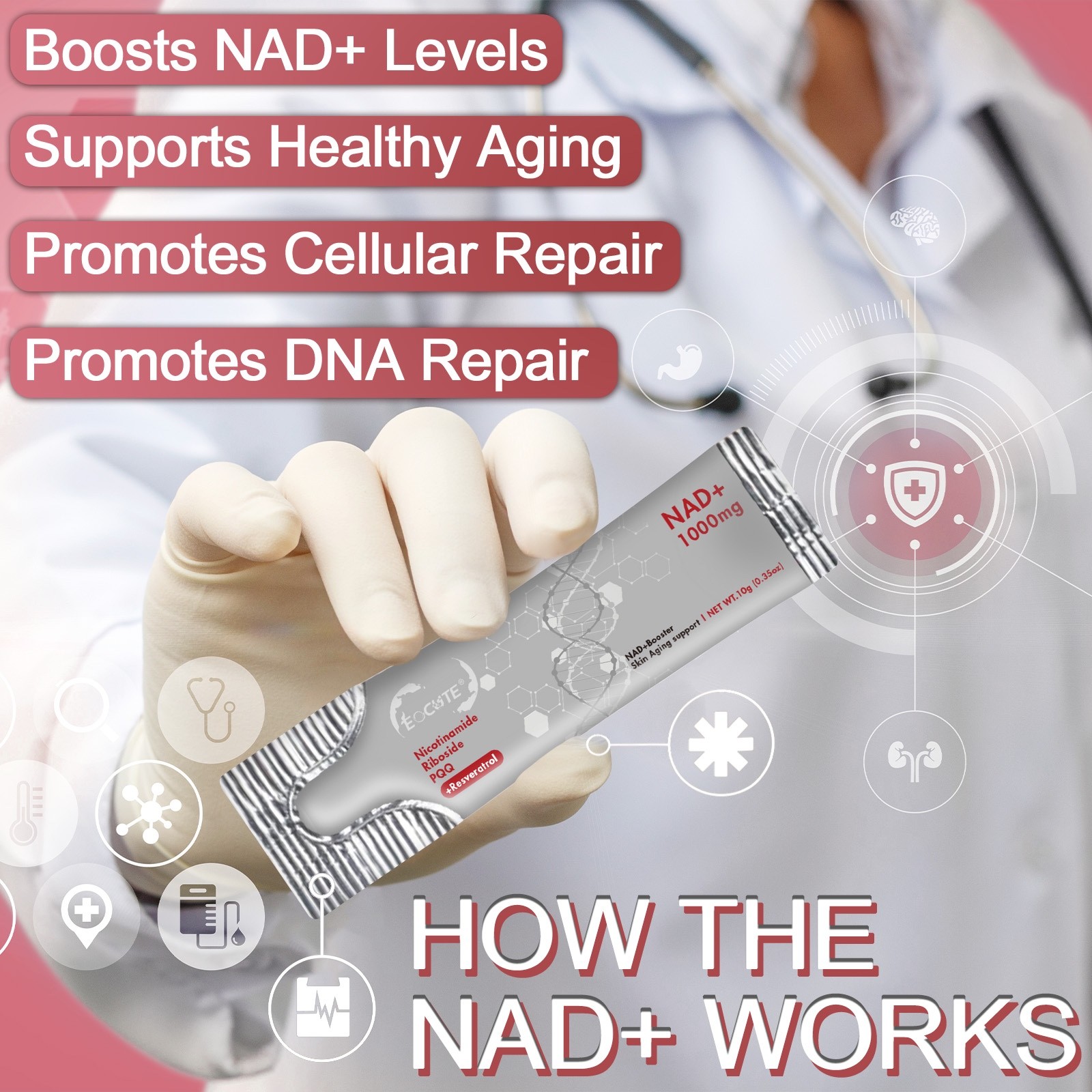 NAD+ Supplement 30pcs, Premium Nicotinamide Riboside & Resveratrol, DNA Repair