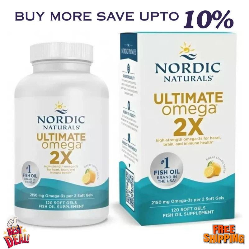 Nordic Naturals Ultimate Omega 2X, Lemon Flavor, 2150 mg Omega-3 – 120 Soft Gels