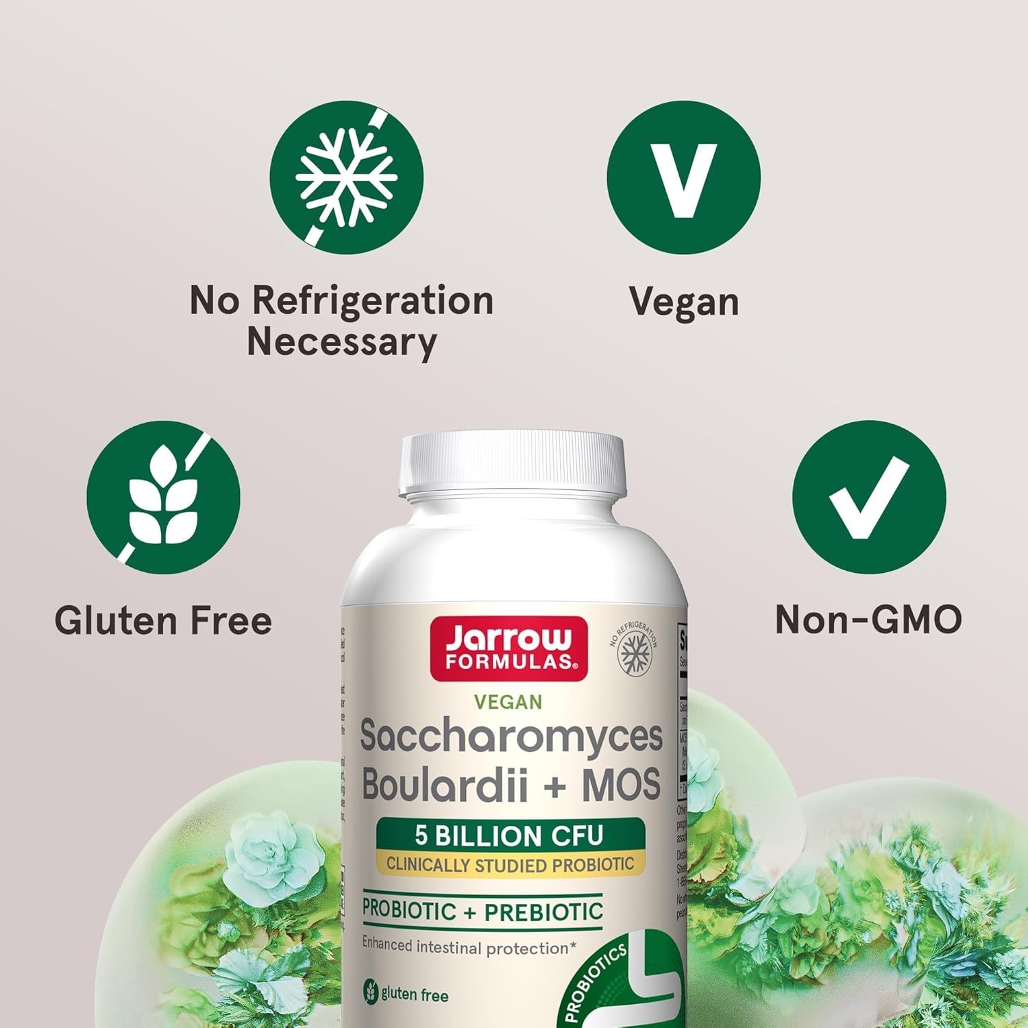 Jarrow Saccharomyces Boulardii + MOS 90 vcaps Each (Pack of 3)