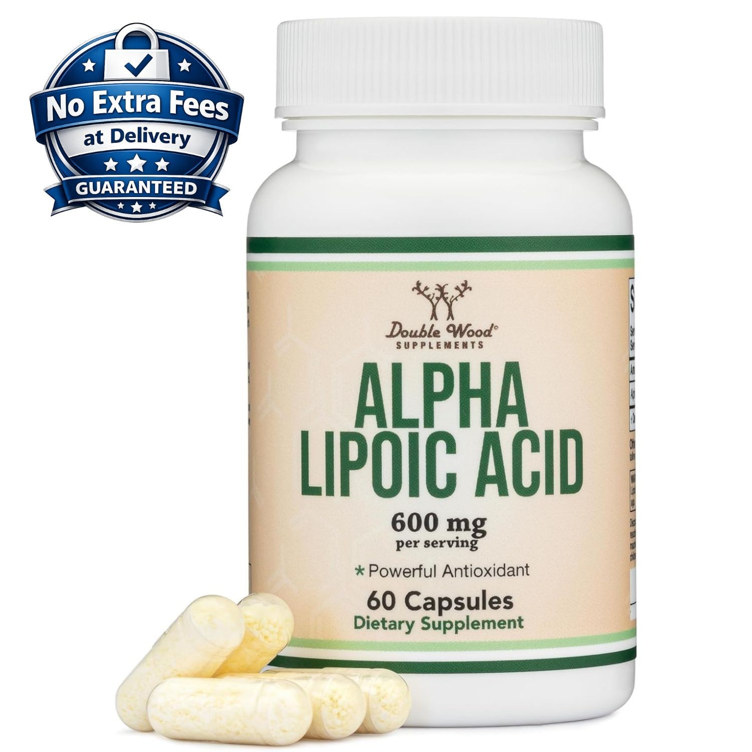 Alpha Lipoic Acid Capsules 600mg 60 Count | 1 Month Supply