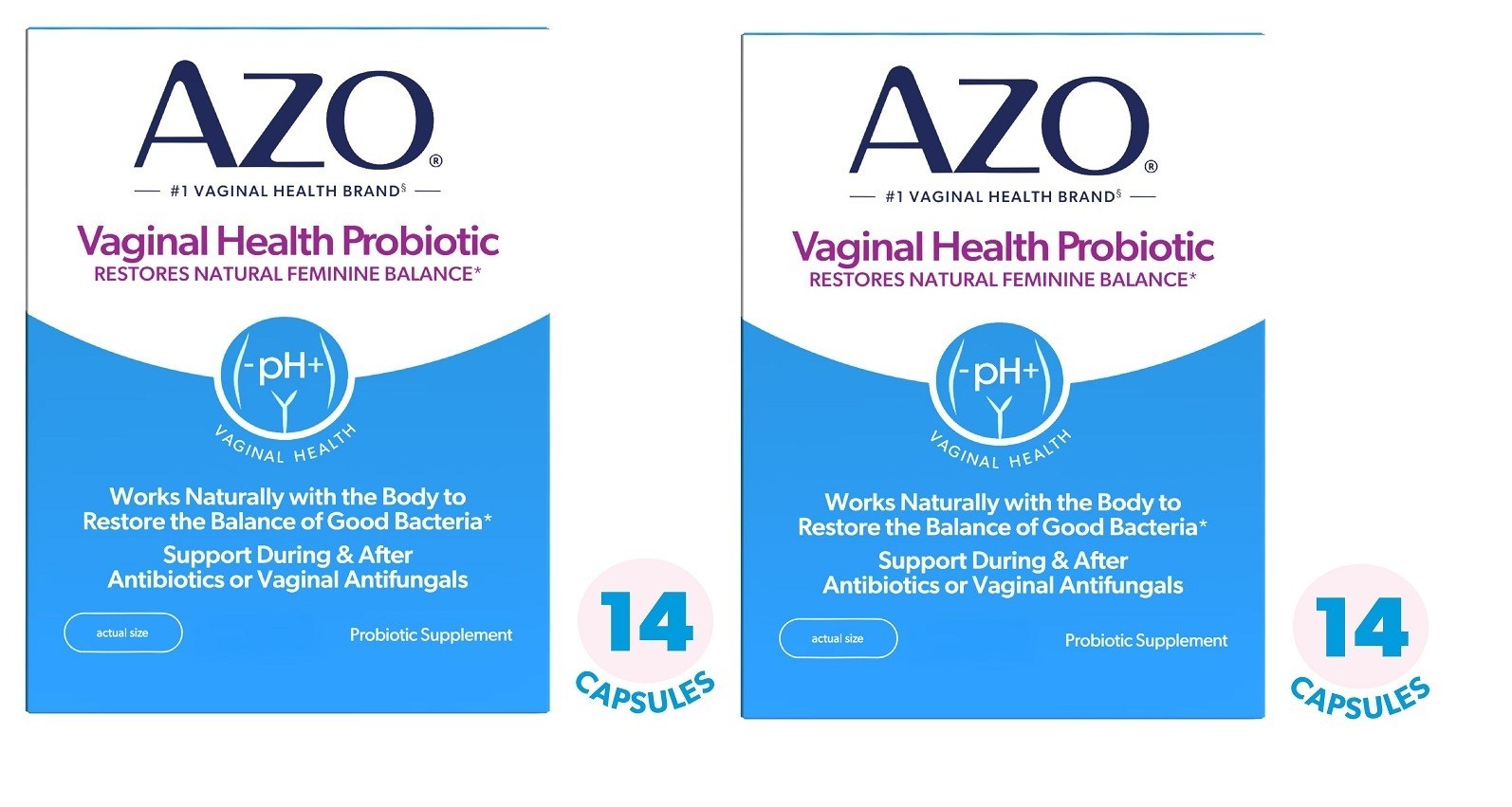 AZO Vaginal Probiotic Feminine Balance of Good Bacteria & Yeast,14 ct(pack of 2)