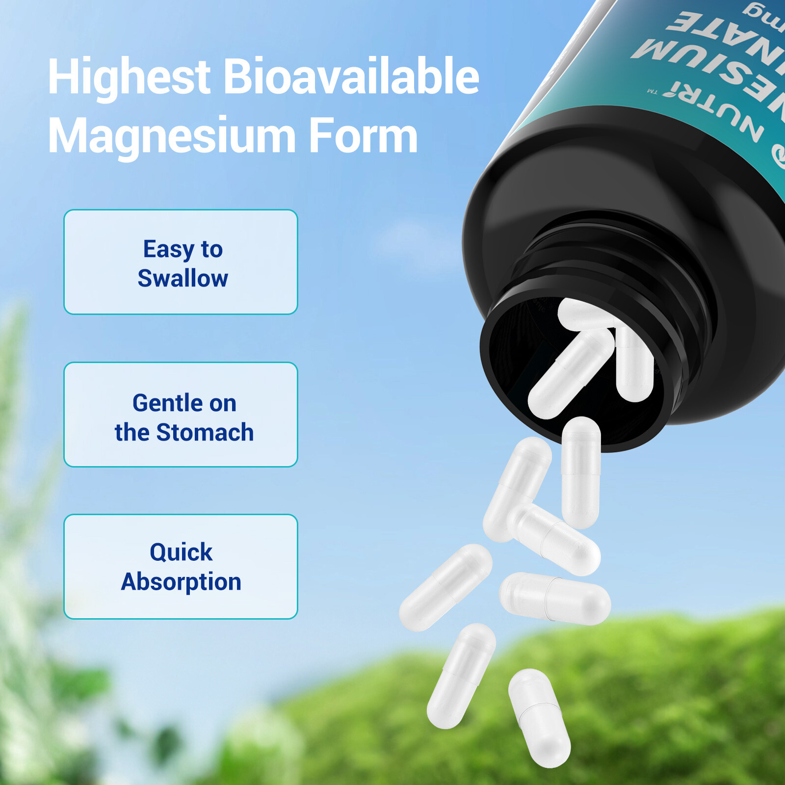 Magnesium Glycinate 500mg High Absorption,Improved Sleep,Stress & Anxiety Relief