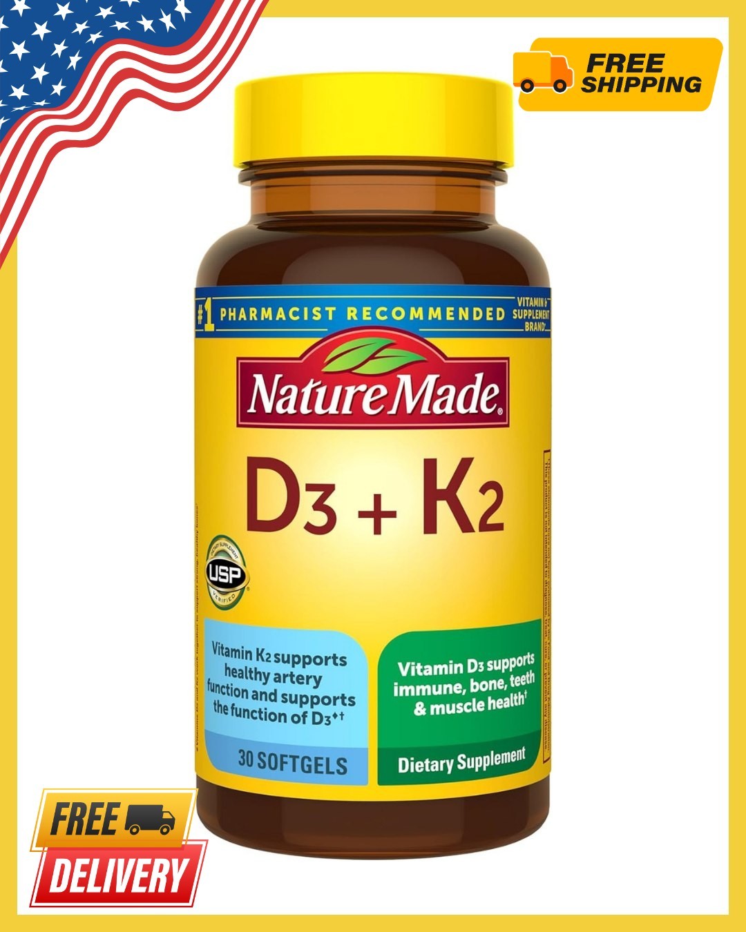 Nature Made Vitamin D3 K2 Supplement, 5000 IU (125 mcg) Vitamin D
