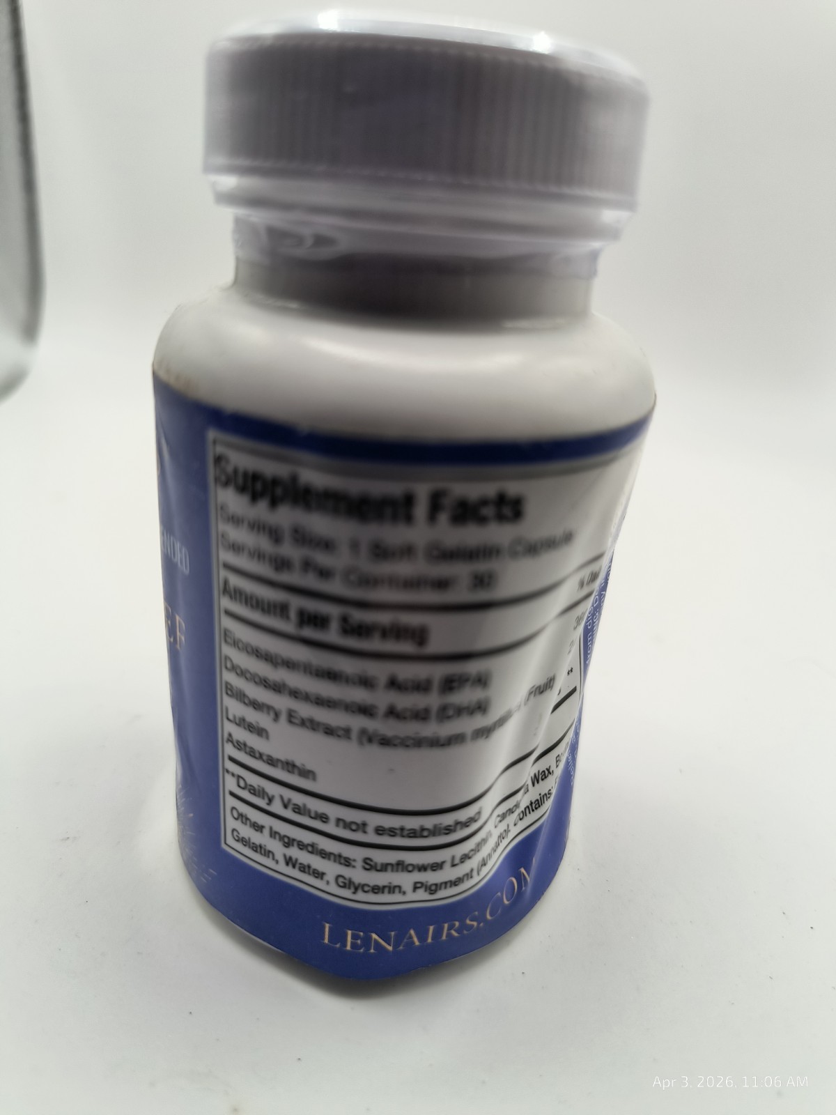 2X Lenairs Softgels Tired & Dry Eye Relief 30 CT X2 Omega 3 Epa & Dha Ex 4/27
