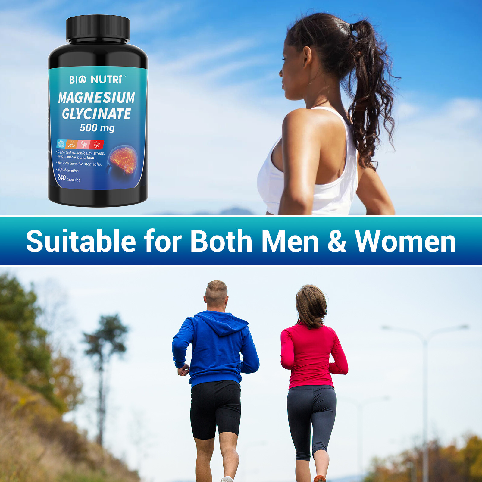 Magnesium Glycinate 500mg 240 Capsules For Improved Sleep Stress Anxiety Relief