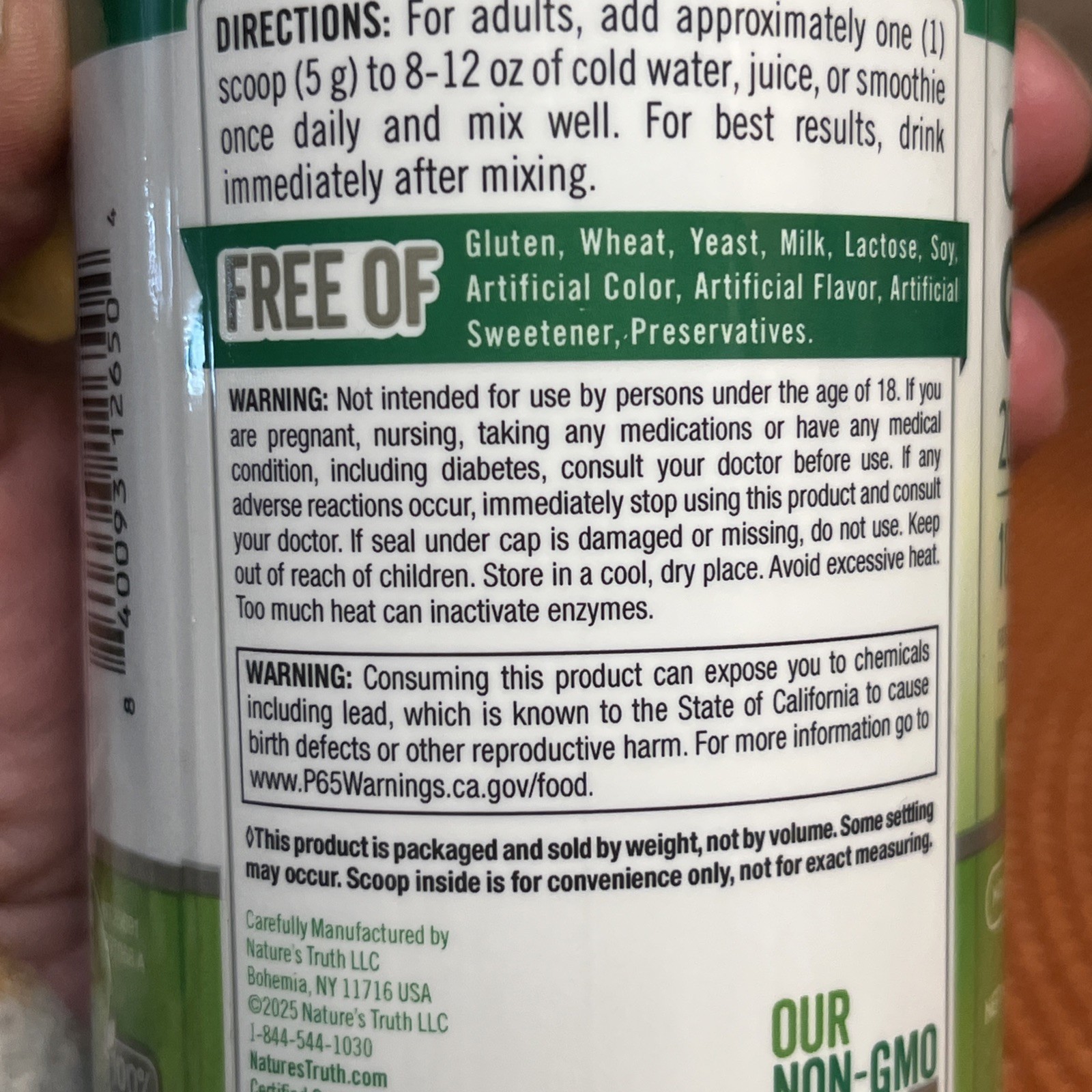 3 Natures Truth Organic Greens+ Powder Vegan Gluten Free~5.29 oz ~20 SUPER FOODS